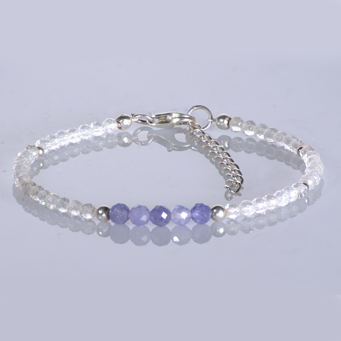 Bransoletka z kryształu górskiego i tanzanitu